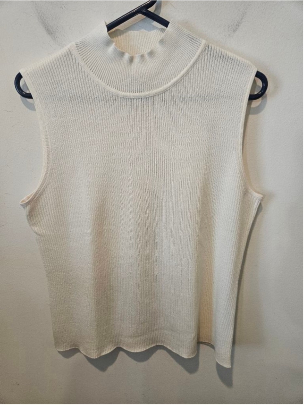 Women's Classic Elements VTG Ivory Metallic Ribbed Mock Neck Sweater Top XL (18)